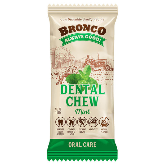 12 FOR $10: Bronco Dental Chew for Dog 18g - Banana, Blueberry, Cranberry, Milk, Mint, Peanut Butter