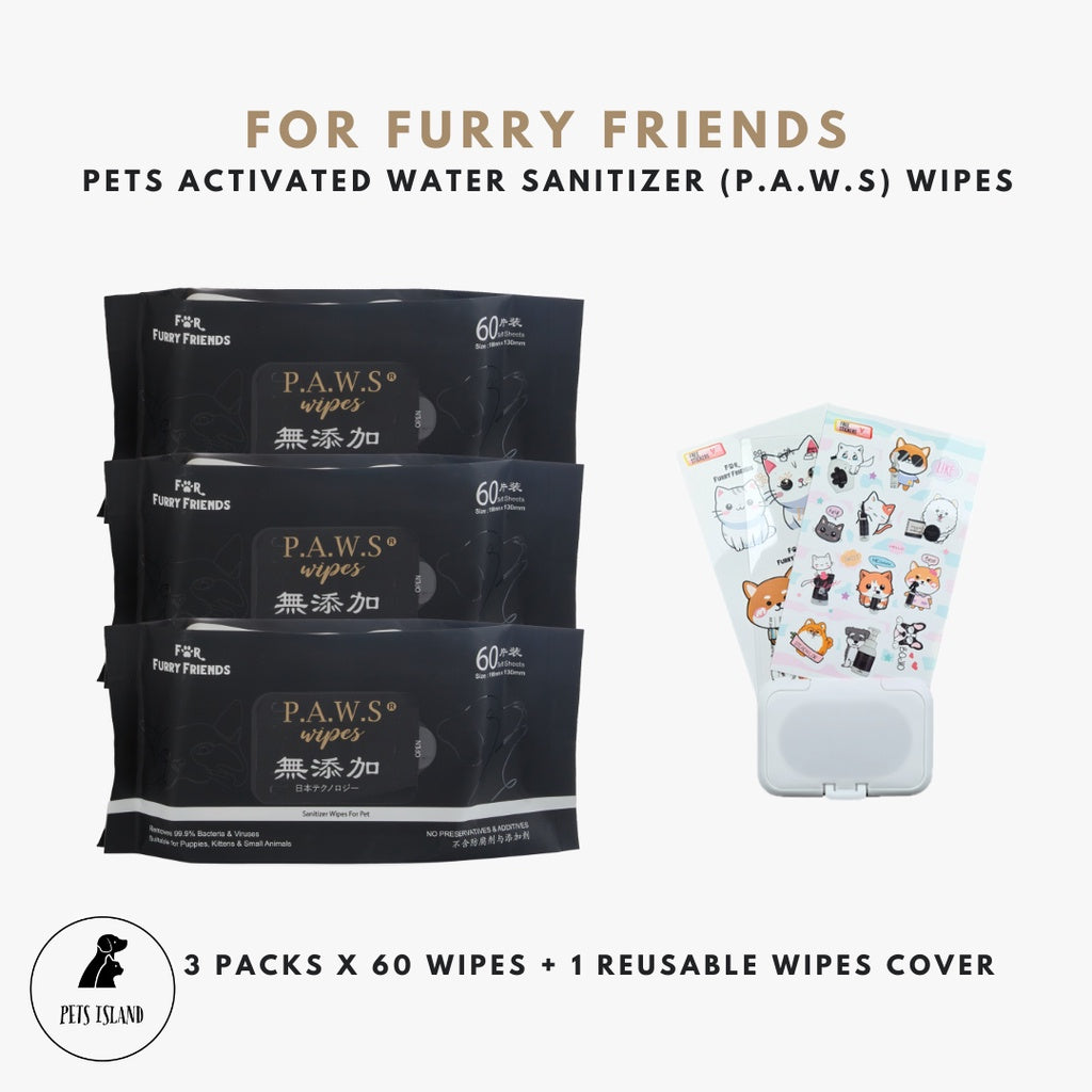 For Furry Friends Pets Activated Water Sanitizer P.A.W.S Wipes