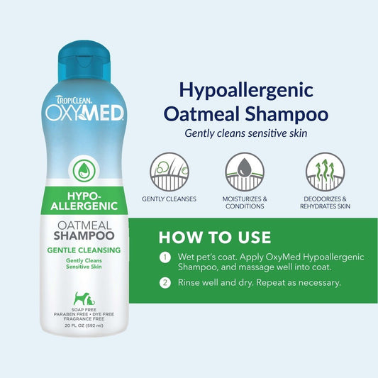 TropiClean Oxymed Range Anti-Itch, Medicated Shampoo for Cats & Dogs