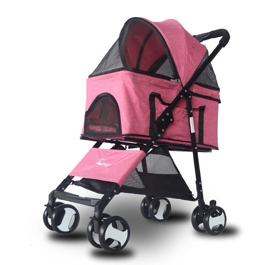 Pet Stroller Detachable Stroller Teddy Cat Dog Stroller Foldable Lightweight Travel Carrier