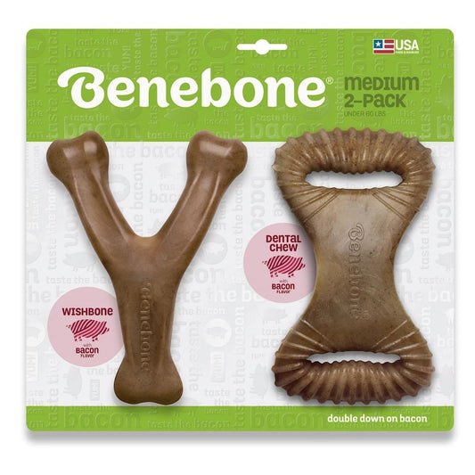 Benebone Chew Toy Wishbone Maplestick Fishbone Infused with Real Flavour for Dogs & Puppies