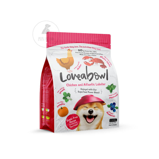 Loveabowl Grain Free Dry Dog Food 1.4kg - Complete Diet, Kibbles, Herring Salmon Chicken Lobster Snow Crab