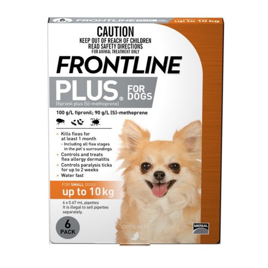 Frontline Plus For Small Dogs up to 10kg 6 Pipettes