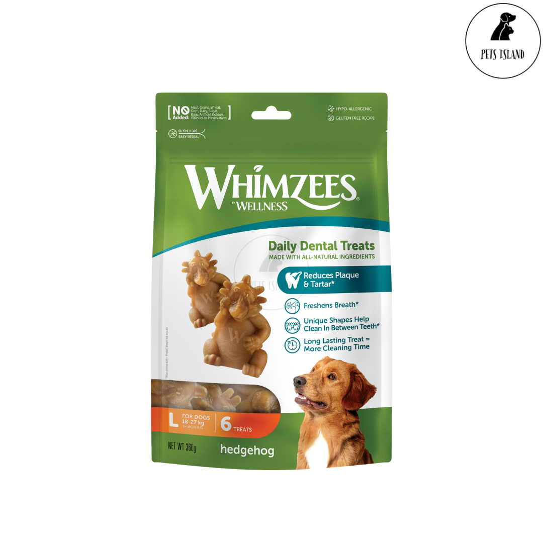 Whimzees All Natural Dental Treats for Dogs Hedgehog L 6pcs