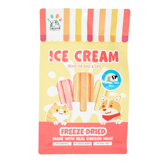 Singapaw Ice Cream Chicken With Lactose Free Milk Freeze Dried Treats For Cats & Dogs 48g