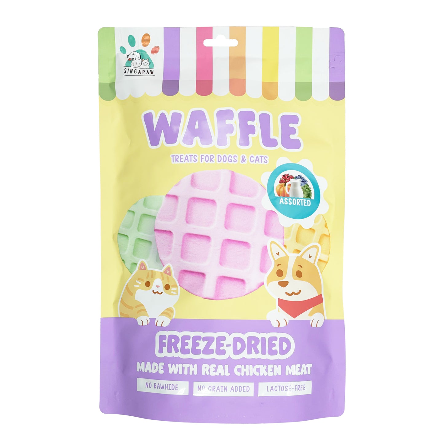 Singapaw Waffle Assorted Flavors Freeze Dried Treats For Cats & Dogs 120g