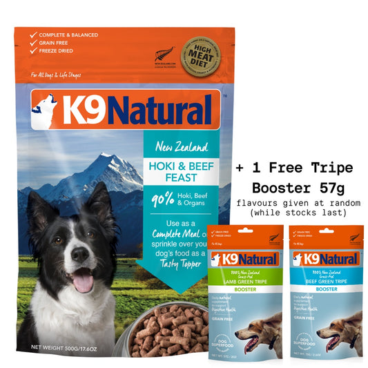 FREE Tripe Booster: K9 Natural Freeze Dried Beef and Hoki Dog Food