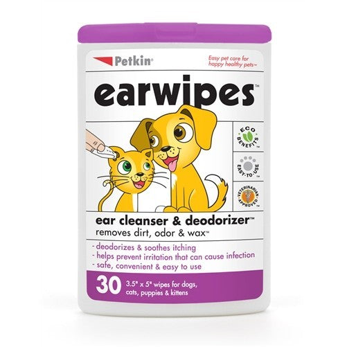 Petkin Ear Wipes For Cats & Dogs 30ct