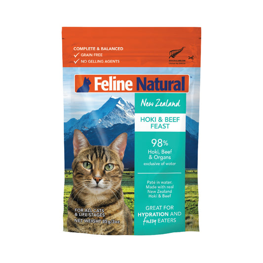 Feline Natural Pouched Beef & Hoki Wet Food for Cats 85g