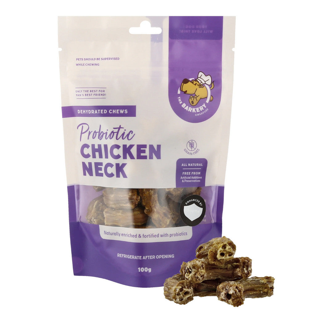 The Barkery Probiotic Chicken Neck Dog Chews 100g