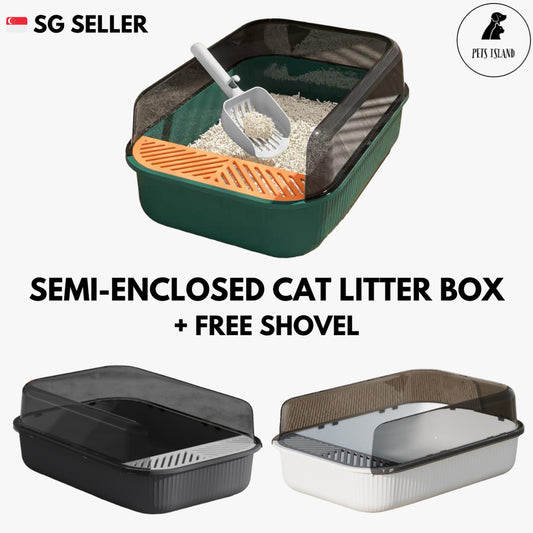 Large Capacity Semi Enclosed Cat Litter Box with Detachable Tray Anti Splashing Cat Toilet