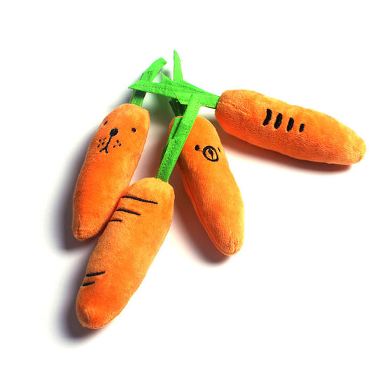 Carrot Plush Toy with Squeaker Dog Toy