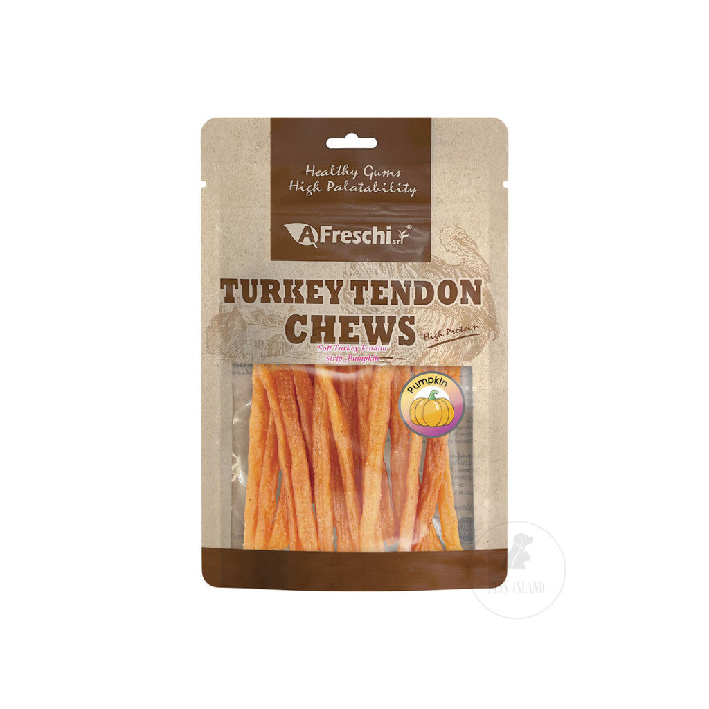 AFreschi Turkey Tendon Treats Assortment Dog Treats Natural Dental Chews -Soft Strip (Pumpkin)