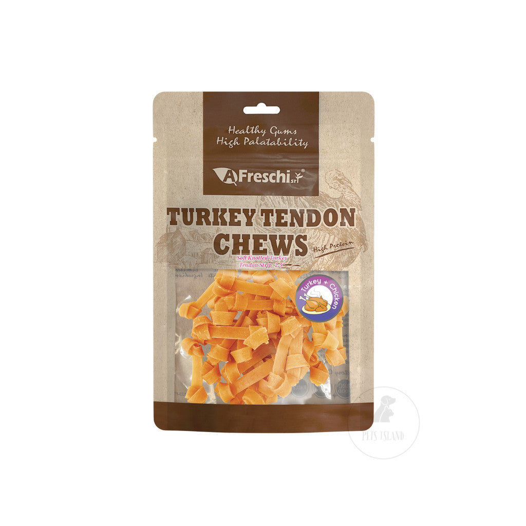 AFreschi Turkey Tendon Treats Assortment Dog Treats Natural Dental Chews -Soft Knotted Strip