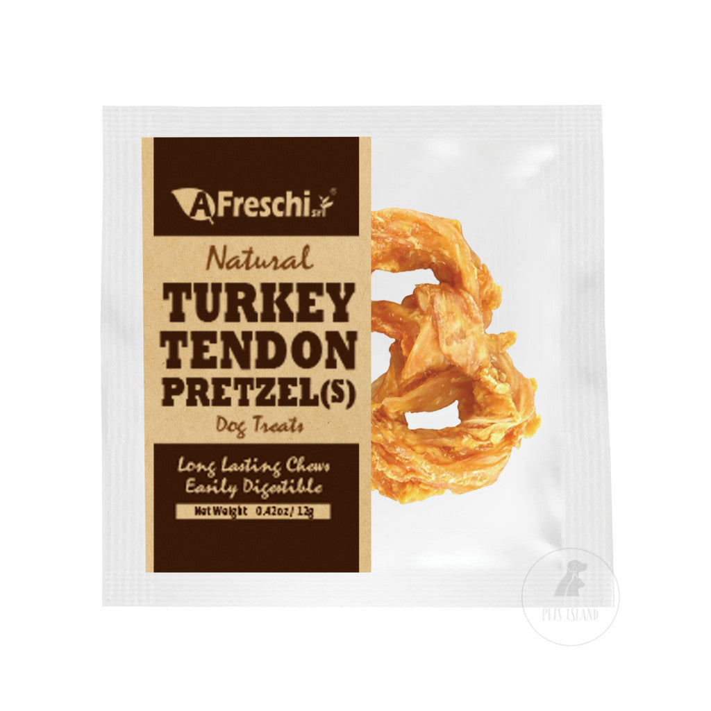 AFreschi Natural Series Turkey Tendon Pretzel & Bone Dog Natural Dental Treats Chews -Pretzel S