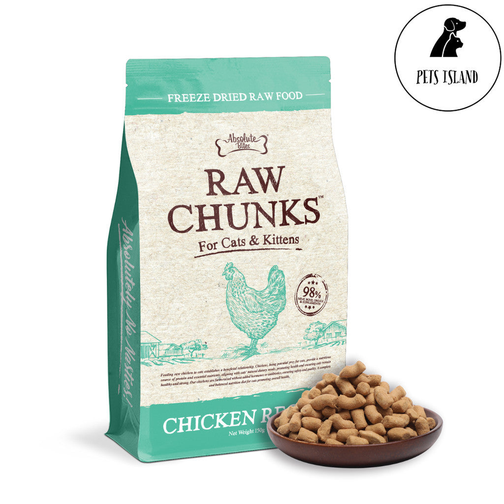 Absolute Bites Raw Chunks Freeze Dried Raw Food for Cats & Kittens -Chicken,280g