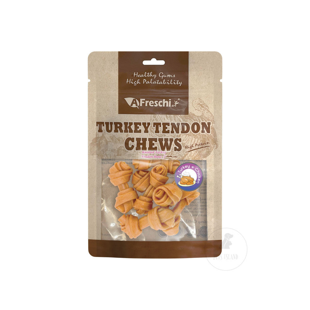 AFreschi Turkey Tendon Treats Assortment Dog Treats Natural Dental Chews -Knotted Bone