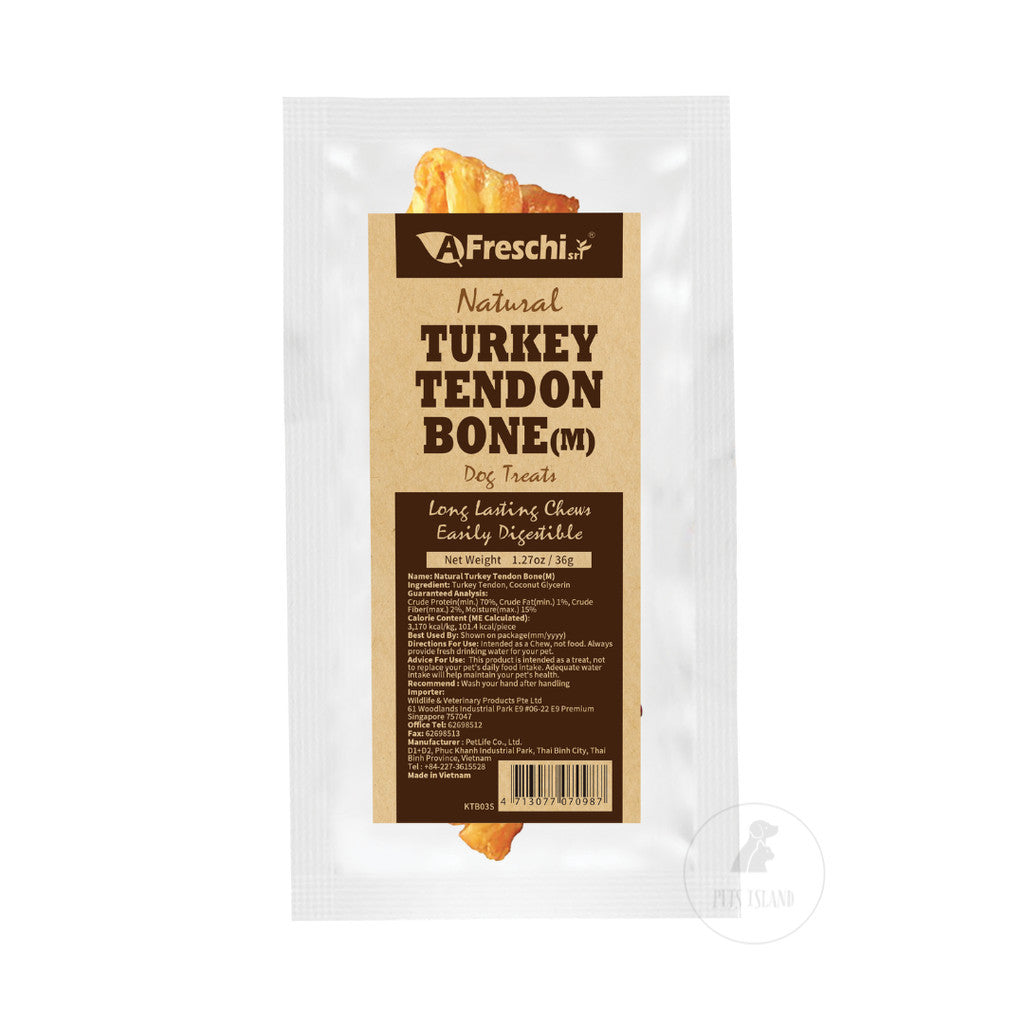 AFreschi Natural Series Turkey Tendon Pretzel & Bone Dog Natural Dental Treats Chews -Bone M