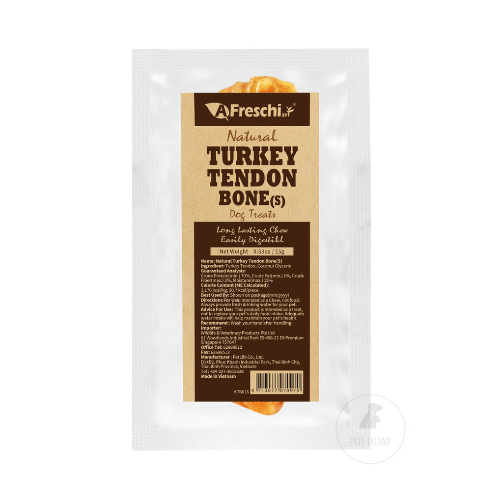 AFreschi Natural Series Turkey Tendon Pretzel & Bone Dog Natural Dental Treats Chews -Bone S