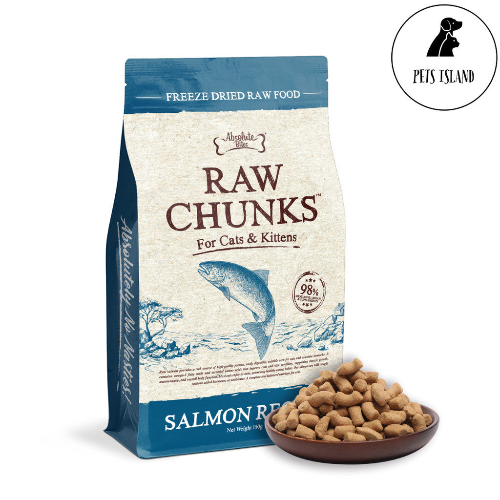 Absolute Bites Raw Chunks Freeze Dried Raw Food for Cats & Kittens -Salmon,280g