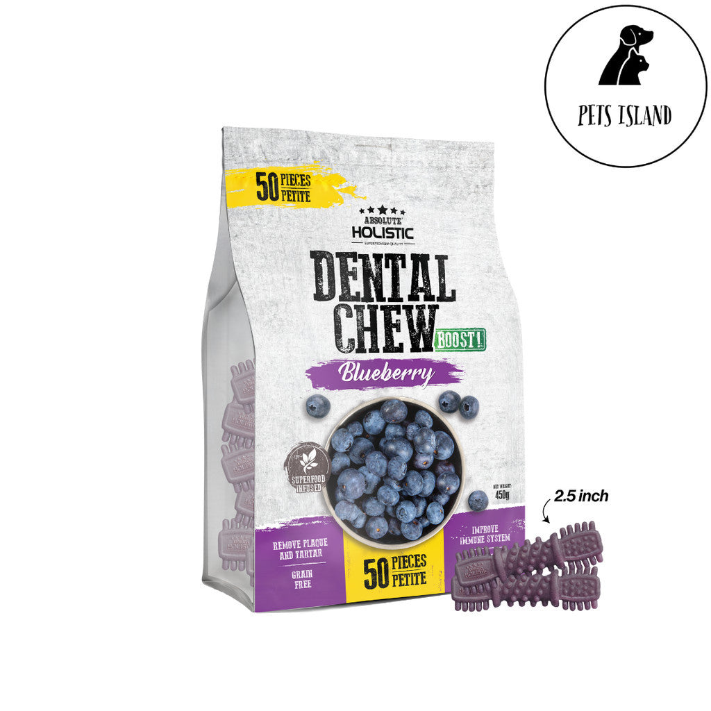 Absolute Dental Chew & Dental Chew Boost! 4" (25g per piece) -  -Blueberry Boost