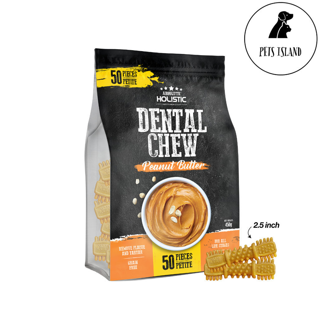 Absolute Dental Chew & Dental Chew Boost Jumbo Pack Petite 450g (50pcs) -Peanut Butter