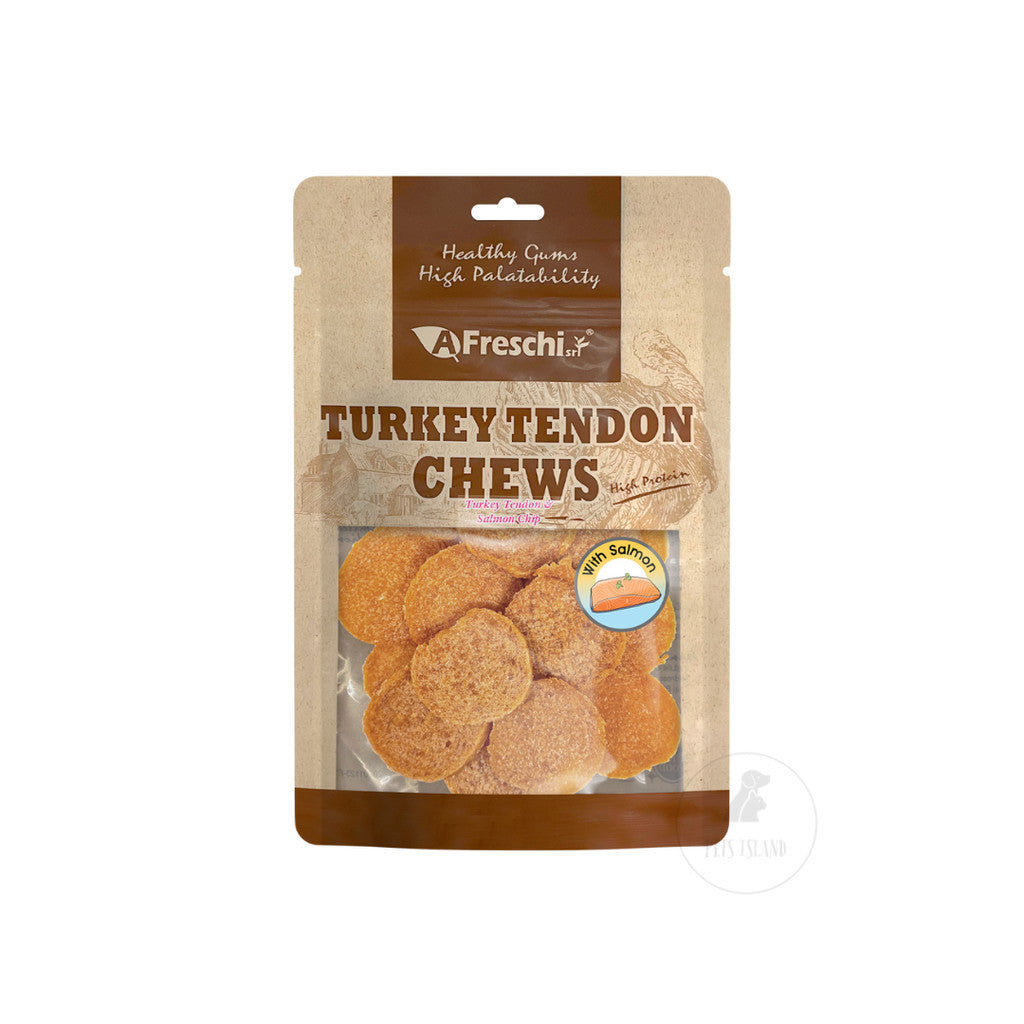 AFreschi Turkey Tendon Treats Assortment Dog Treats Natural Dental Chews -Turkey & Salmon Chip