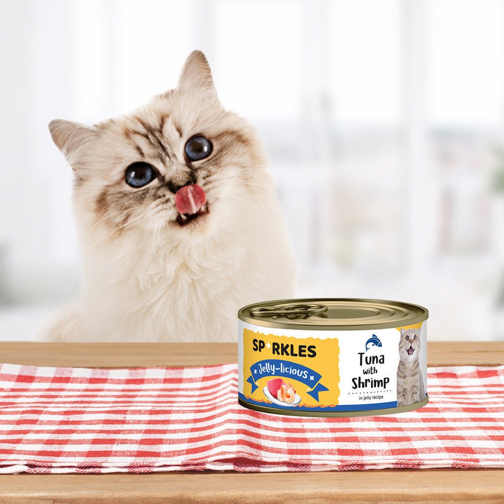 Sparkles Gravylicious Wet Cat Canned Food 80g Real Meat in Gravy -Tuna + Shrimp