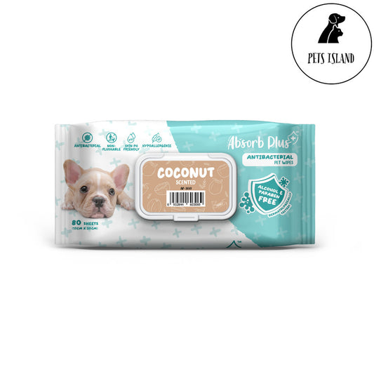 Absorb Plus Antibacterial Pet Wipes 80pcs -Coconut