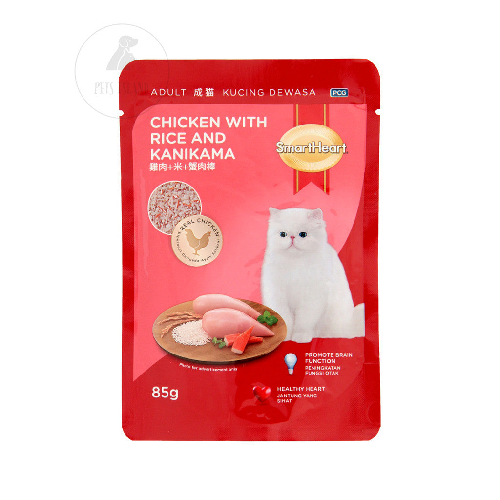 SmartHeart Wet Food for Cats Pouch Cat Food -ChickenRice+Kanikama