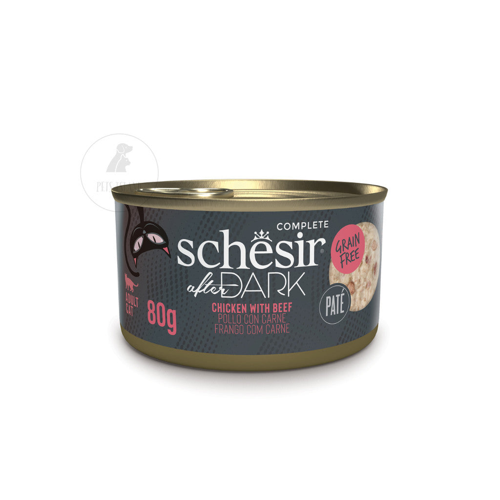 Schesir After Dark Complete and Balanced Wet Canned Food for Adult Cats 80g -Pate Chicken Beef