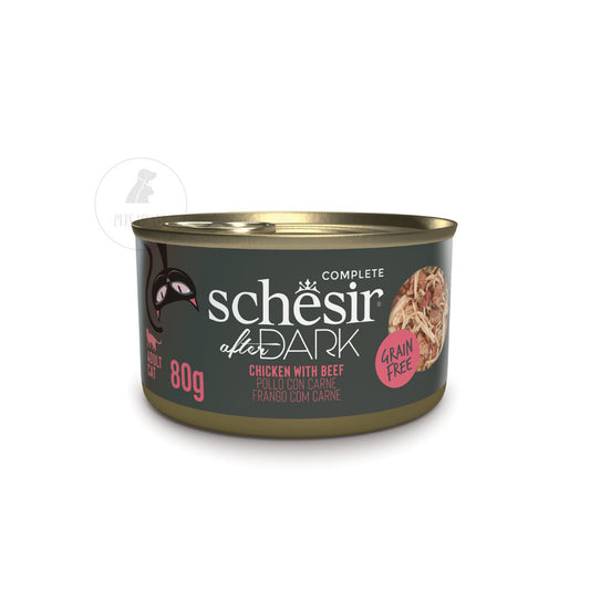 Schesir After Dark Complete and Balanced Wet Canned Food for Adult Cats 80g -Whole FoodChicken Beef
