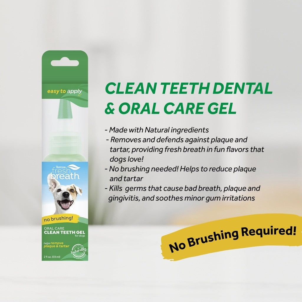 TropiClean Fresh Breath Clean Teeth Dental & Oral Care Gel For Cats & Dogs No brushing required -Gel 2oz