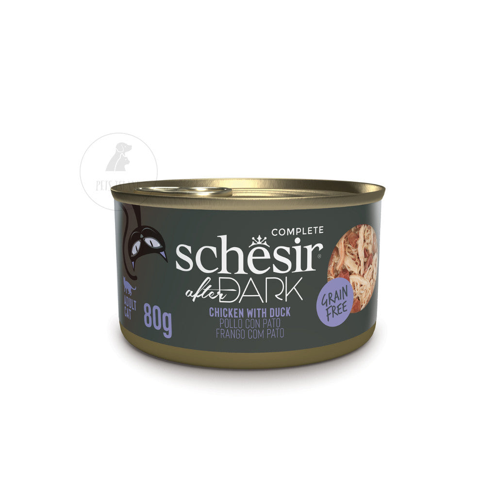 Schesir After Dark Complete and Balanced Wet Canned Food for Adult Cats 80g -Whole Food Chicken Duck