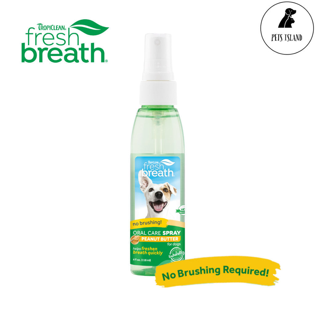 TropiClean Fresh Breath Oral Care Spray For Dogs Peanut Butter Flavoured 4fl. oz