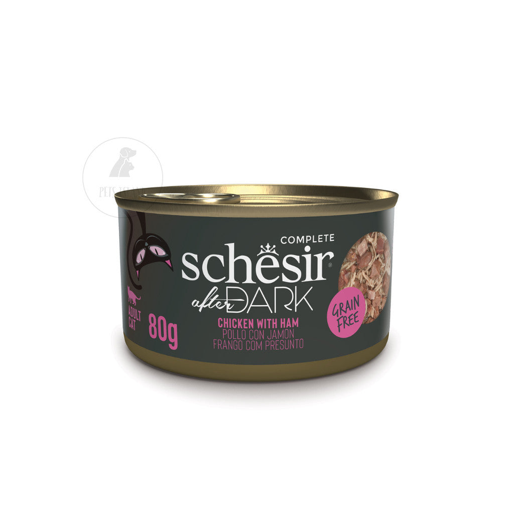 Schesir After Dark Complete and Balanced Wet Canned Food for Adult Cats 80g -Whole Food Chicken Ham