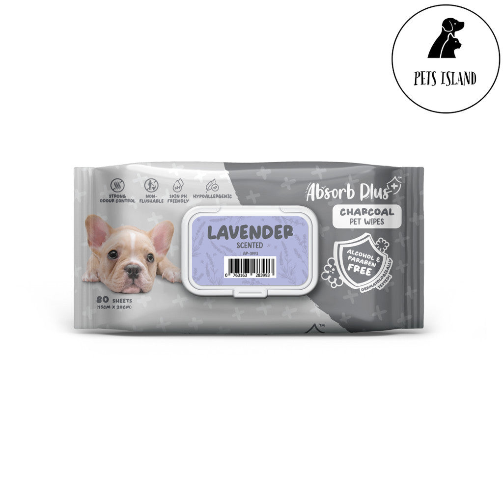 Absorb Plus Antibacterial Pet Wipes 80pcs -Lavender