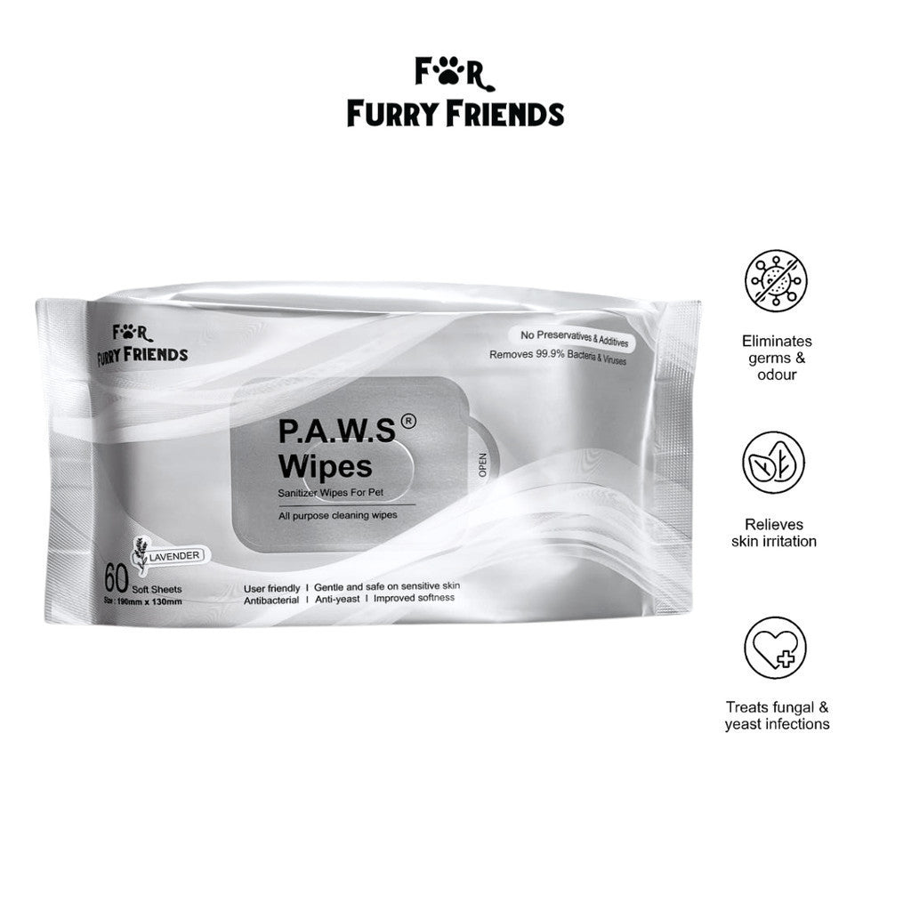 For Furry Friends P.A.W.S Wipes Lavender Scent 60pcs for Dogs