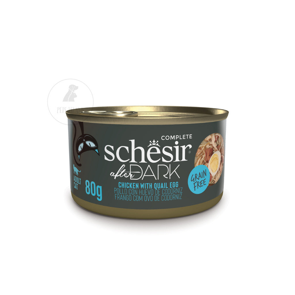 Schesir After Dark Complete and Balanced Wet Canned Food for Adult Cats 80g -Whole Food Chicken Quail Egg