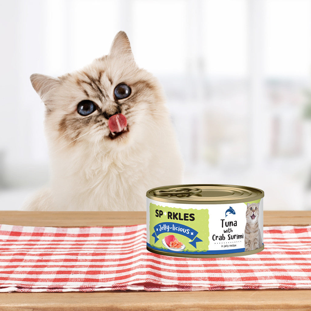 Sparkles Jellylicious Wet Cat Canned Food 80g Real Meat in Jelly -Tuna + Crab Surimi