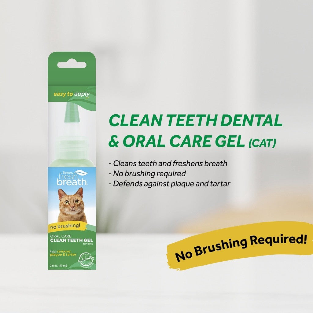 TropiClean Fresh Breath Clean Teeth Dental & Oral Care Gel For Cats & Dogs No brushing required -Cat Gel 2oz